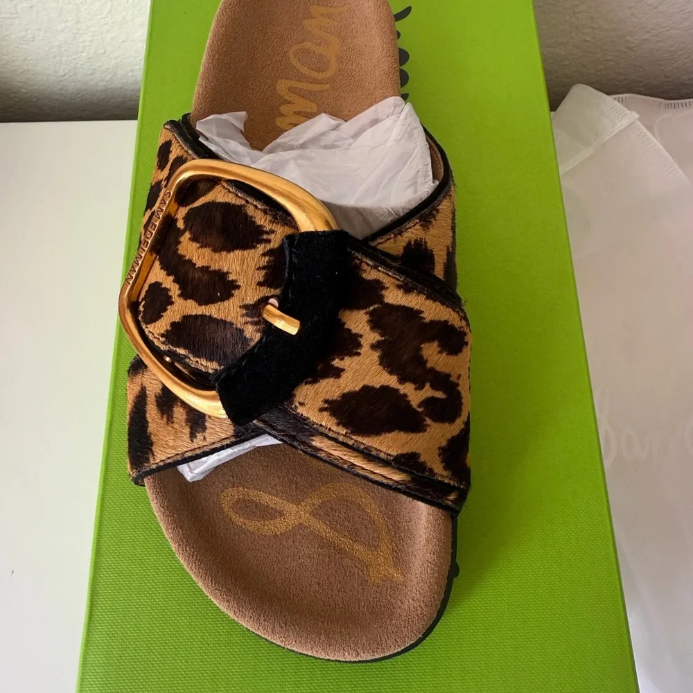 Sam Edelman Tan Leopard Print Women's Sandals size 5.5 new - Picture 2 of 5